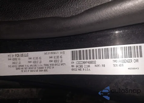 2015 Chrysler 200 Limited z USA, uszkodzony, nr VIN 1C3CCCAB4FN688932